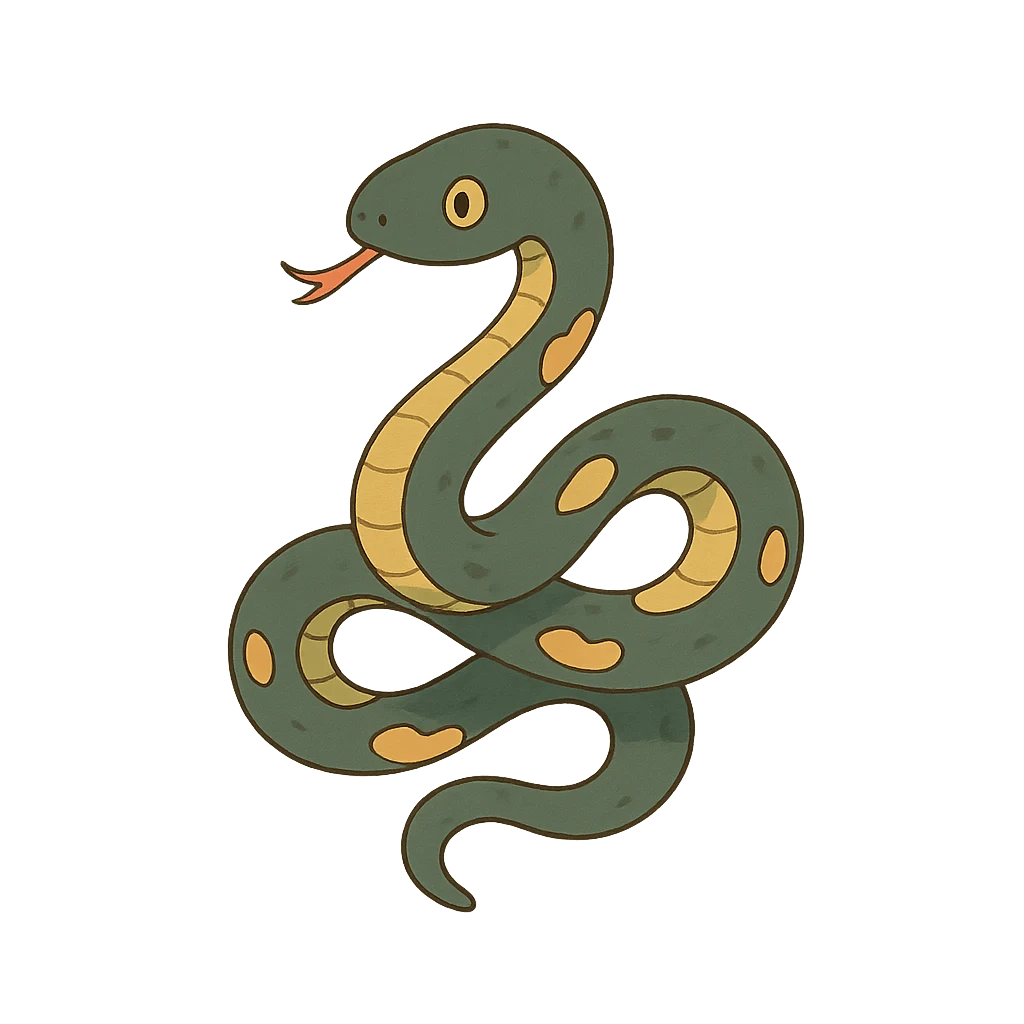 吉卜力风格蛇纹身设计