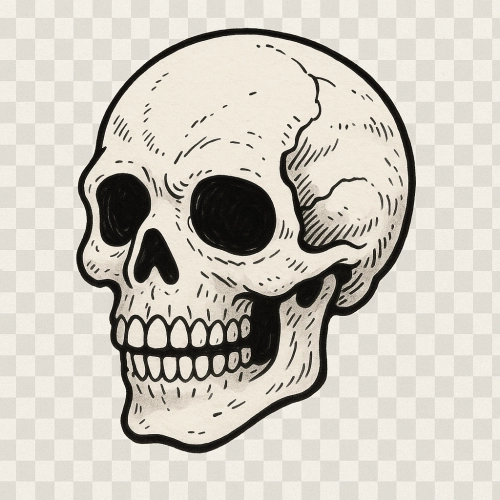 吉卜力风格骷髅纹身设计